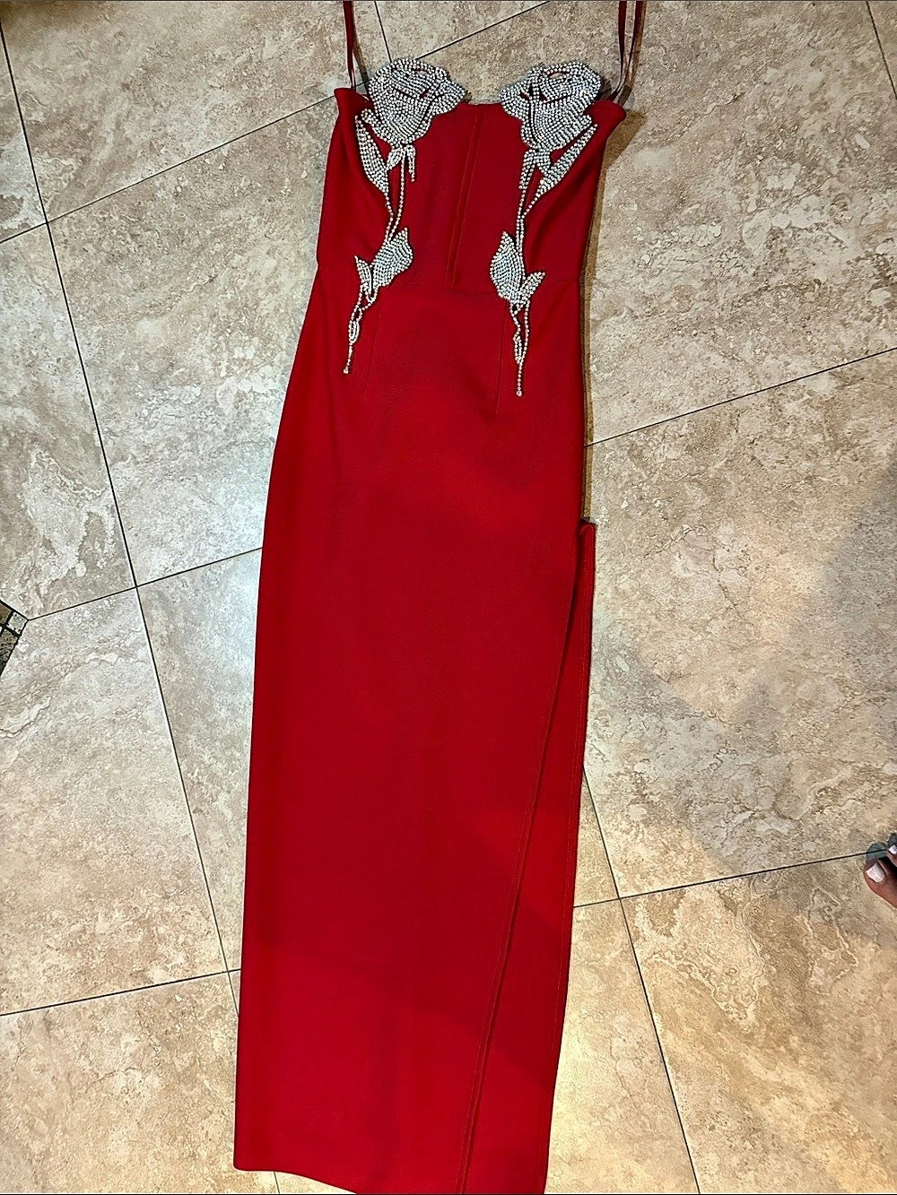 Red Embellished Maxi Dress Like New
